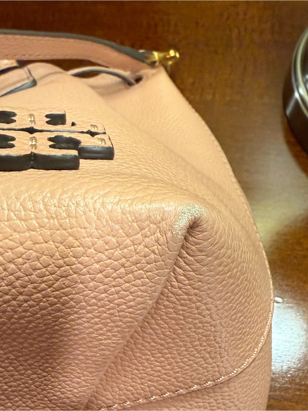 Tory Burch Cognac Pebbled Leather Drawstring Shoulder Bag - Picture 4 of 5